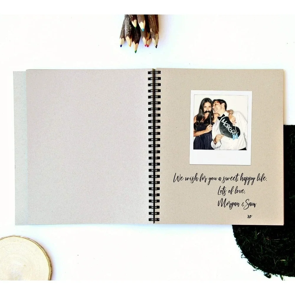 Modern Notebooks Rustic Wedding Guest Book Kraft Softcover 8.5x9 90 Pgs Boho